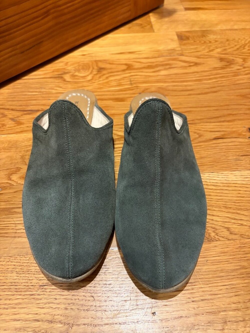 Sabah Baba Dark Green Suede Backless Slide Mule, W 41 (US ~8.5–9)
